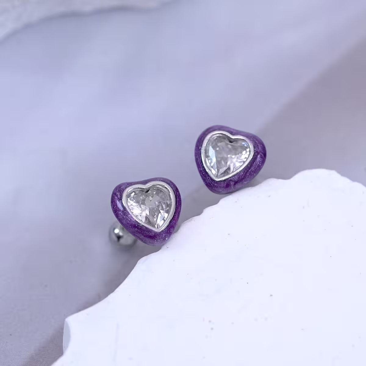 紫心晶鑽×轉珠耳環-第1張