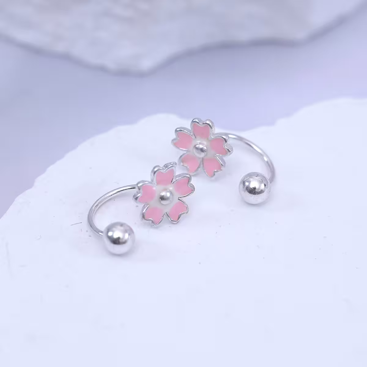 925耳針×粉紅櫻花×轉珠耳環-第4張