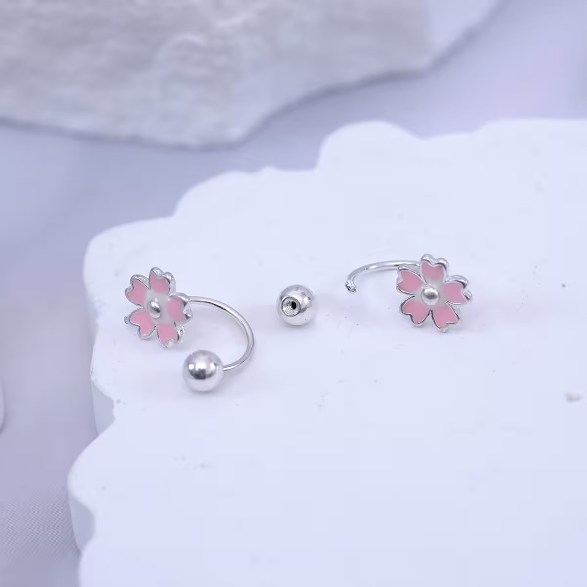 925耳針×粉紅櫻花×轉珠耳環-第5張