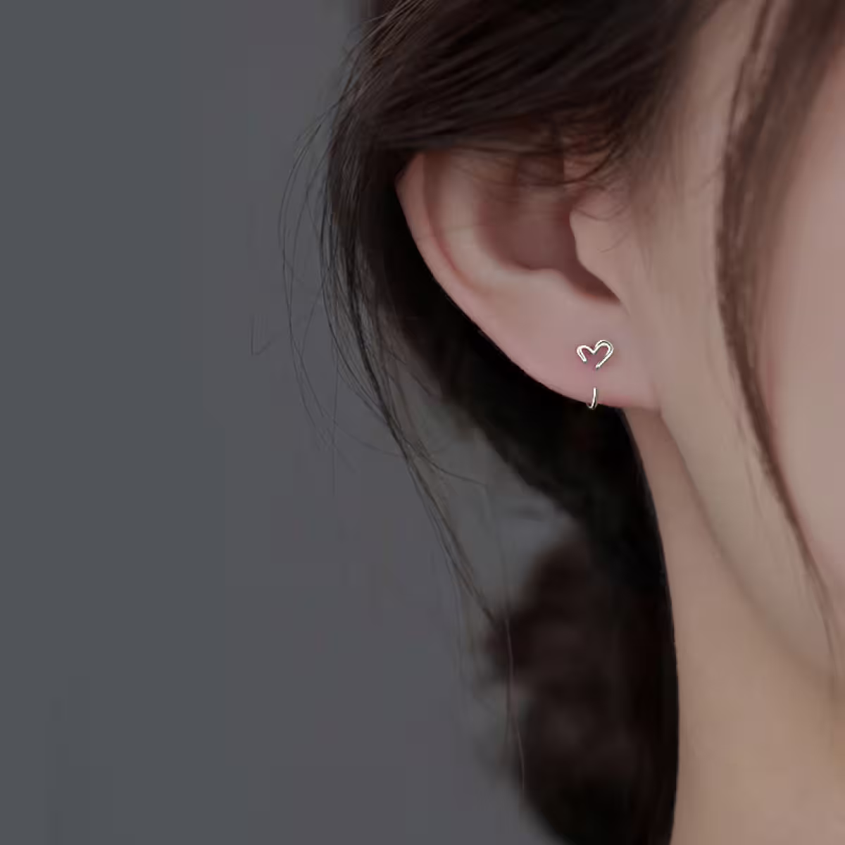 925銀針×線條愛心×耳勾-第6張