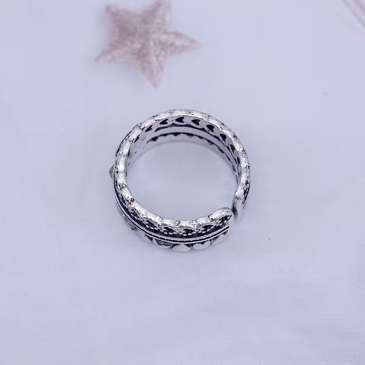 復古寬版愛心×開口戒指-第6張