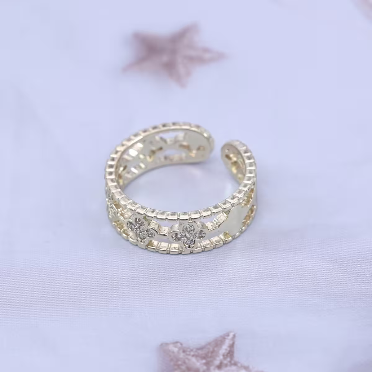 四葉草鏤空晶鑽×開口戒指×共二色-第5張