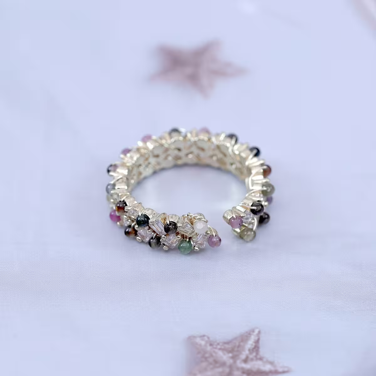 琉璃晶鑽小串珠×開口戒指-第4張