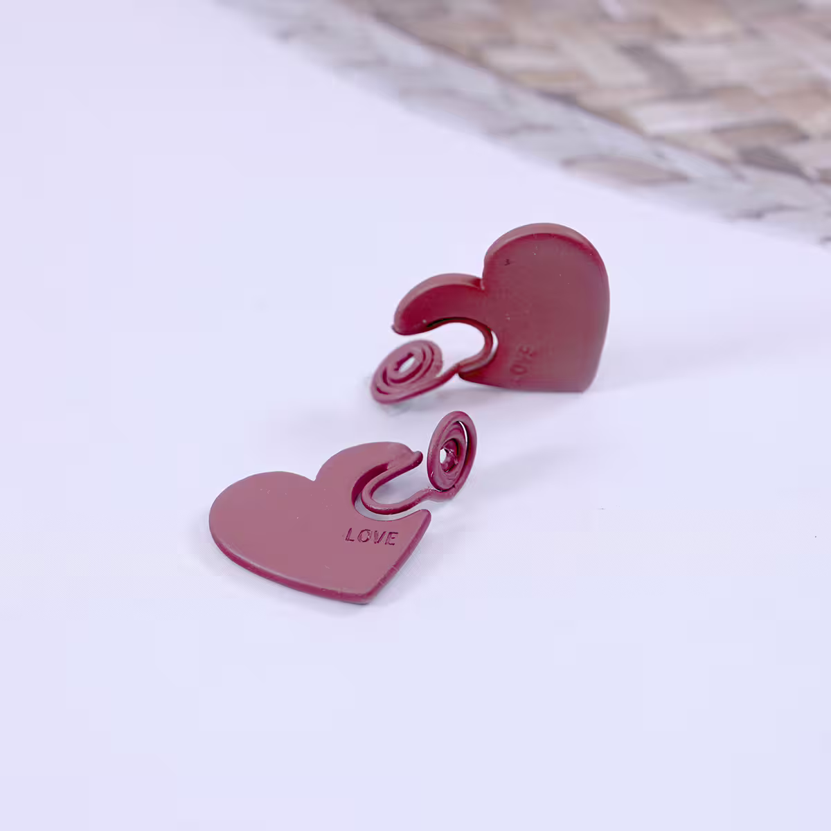 LOVE霧質紅心&times;蚊香盤U型耳夾-第2張