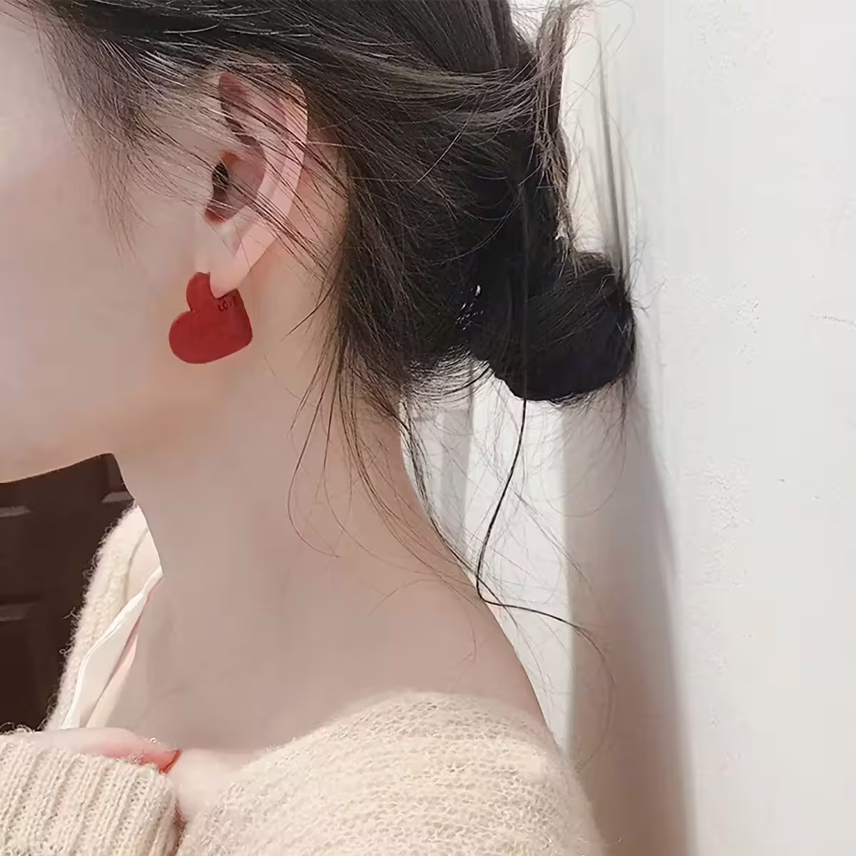 LOVE霧質紅心&times;蚊香盤U型耳夾-第6張