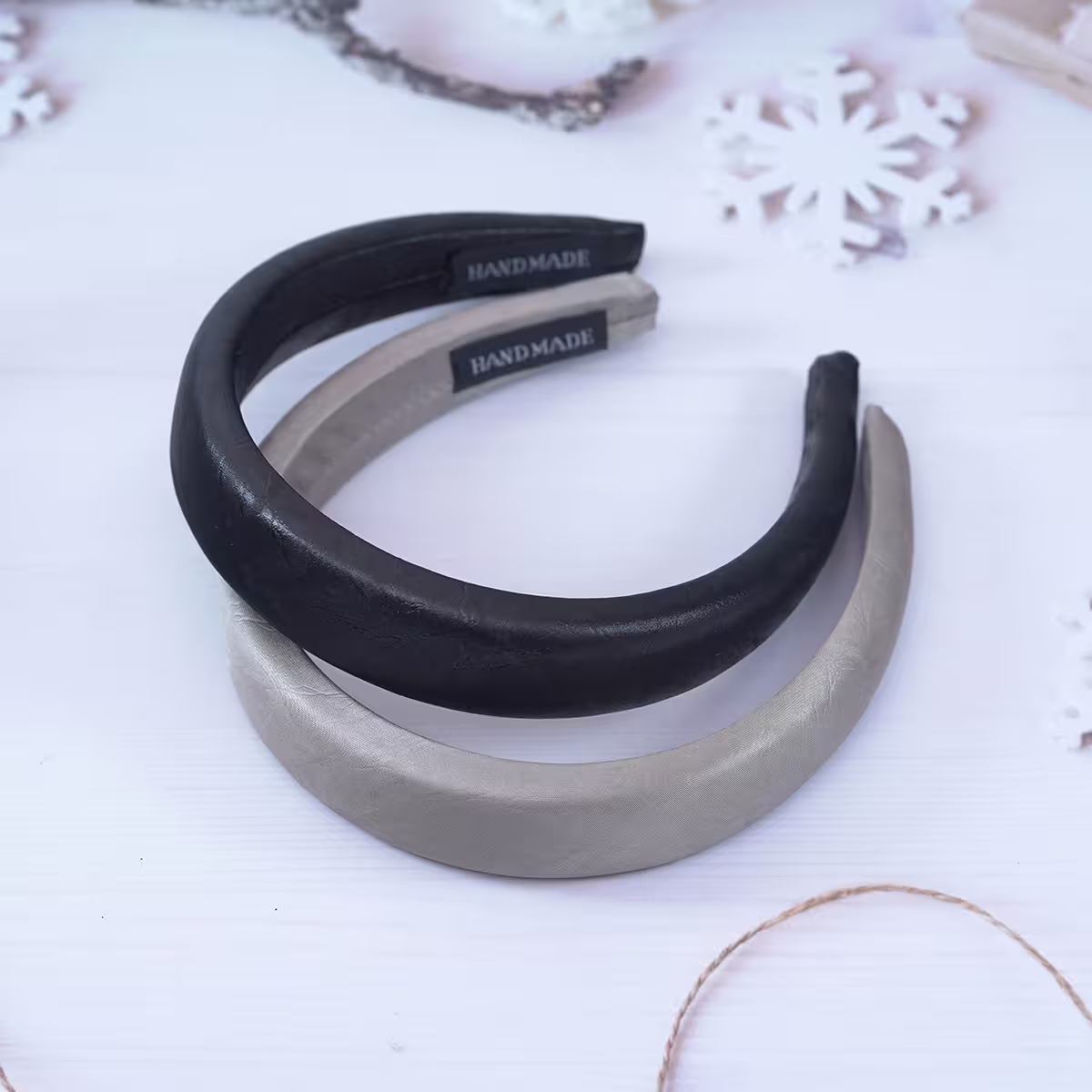 皺褶單色皮革×髮箍×共二色-第1張