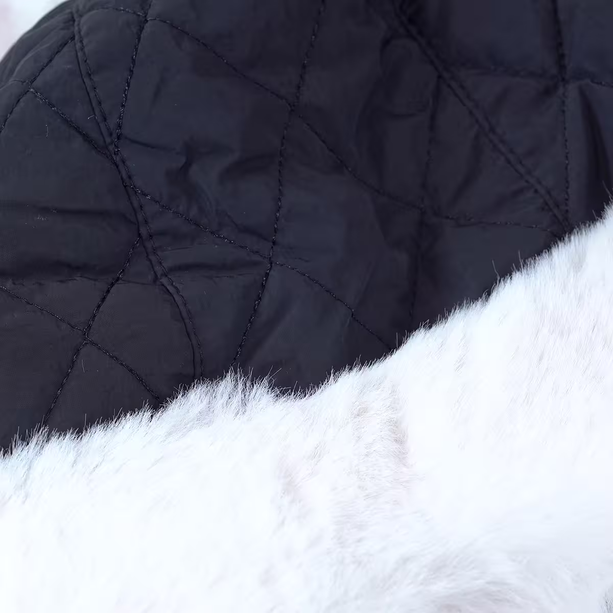 空氣菱格紋仿貂毛×毛帽×黑色-第3張