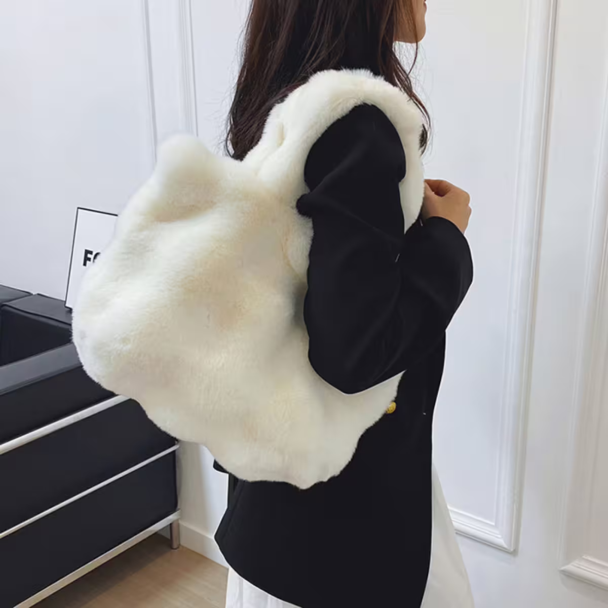 毛毛波堤×肩背袋×白色-第6張