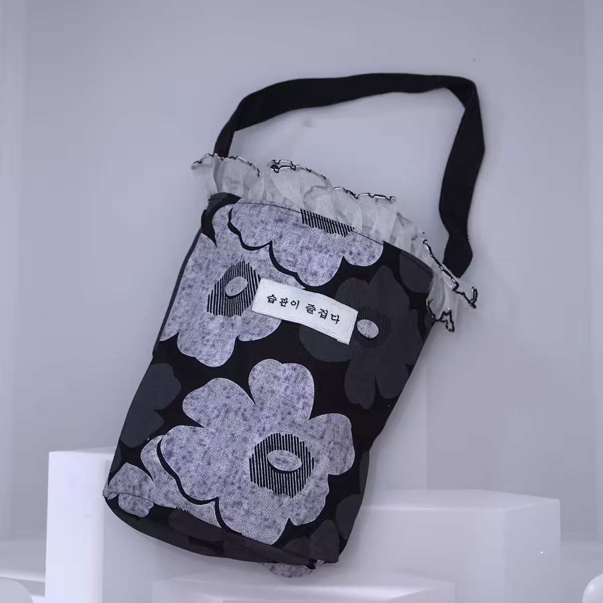 蕾絲邊韓文×輕巧手提袋×花朵-第1張