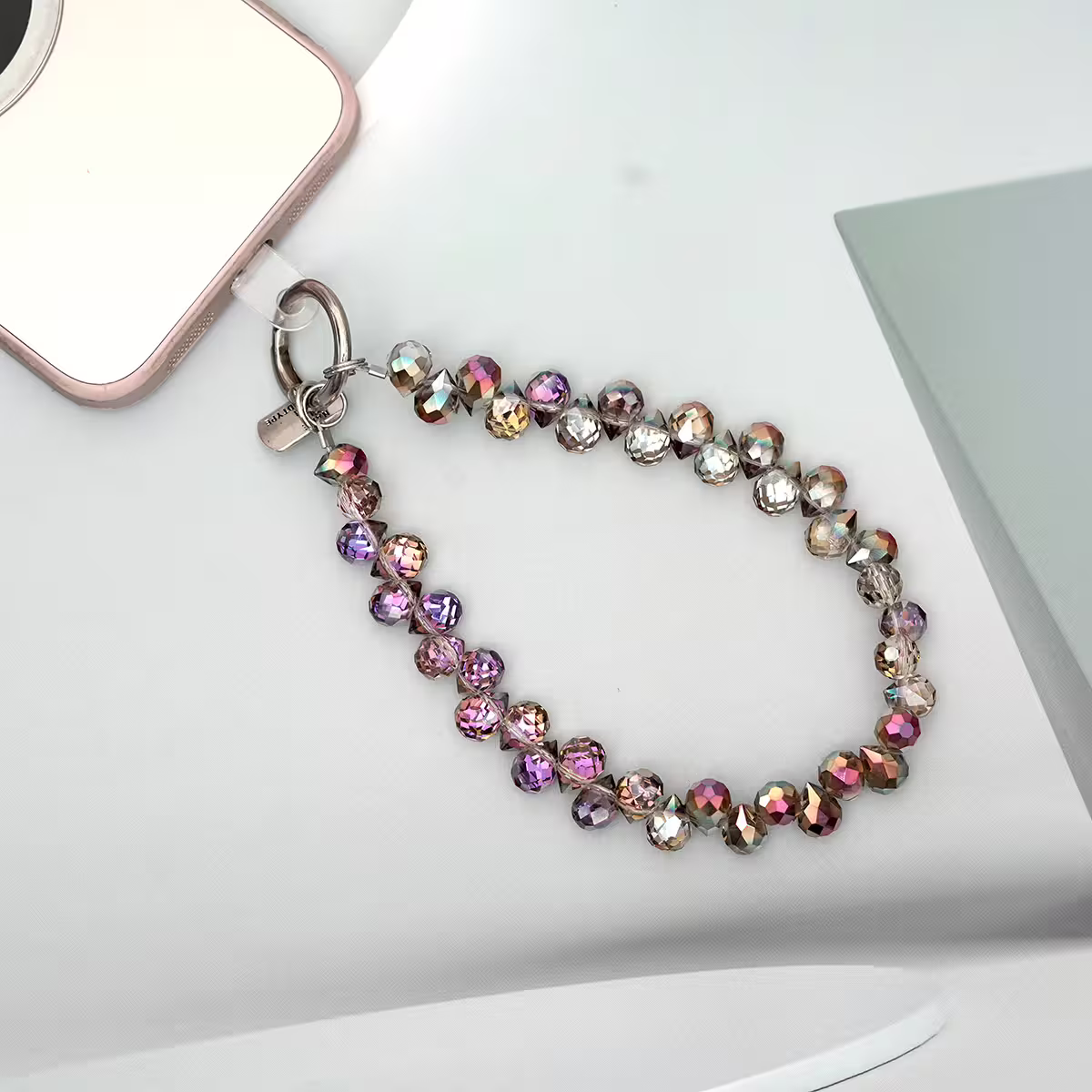 水滴閃亮晶鑽&times;手機腕帶掛繩&times;深紫棕-第2張