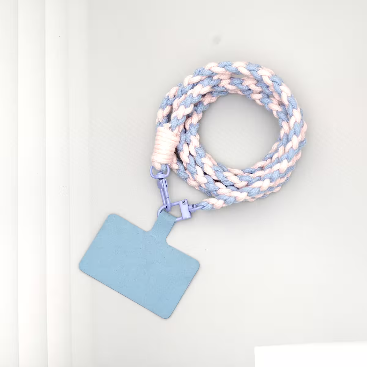 細繩雙色小麻花&times;手機斜背雙勾掛繩&times;藍+粉-第1張