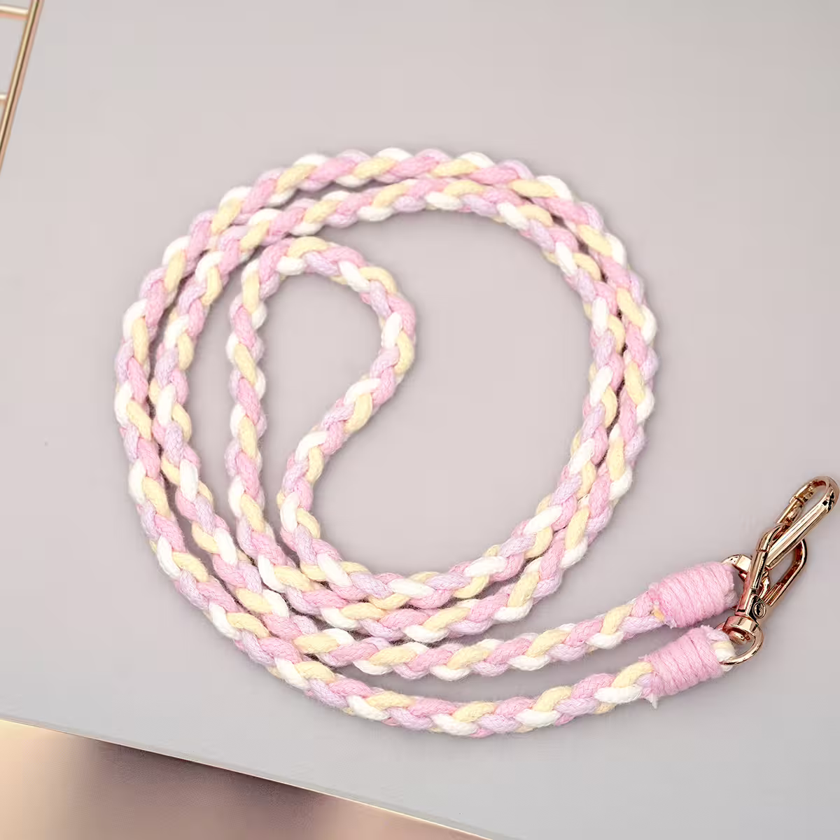 細繩四色小麻花&times;手機斜背雙勾掛繩&times;粉+紫+黃+白-第3張
