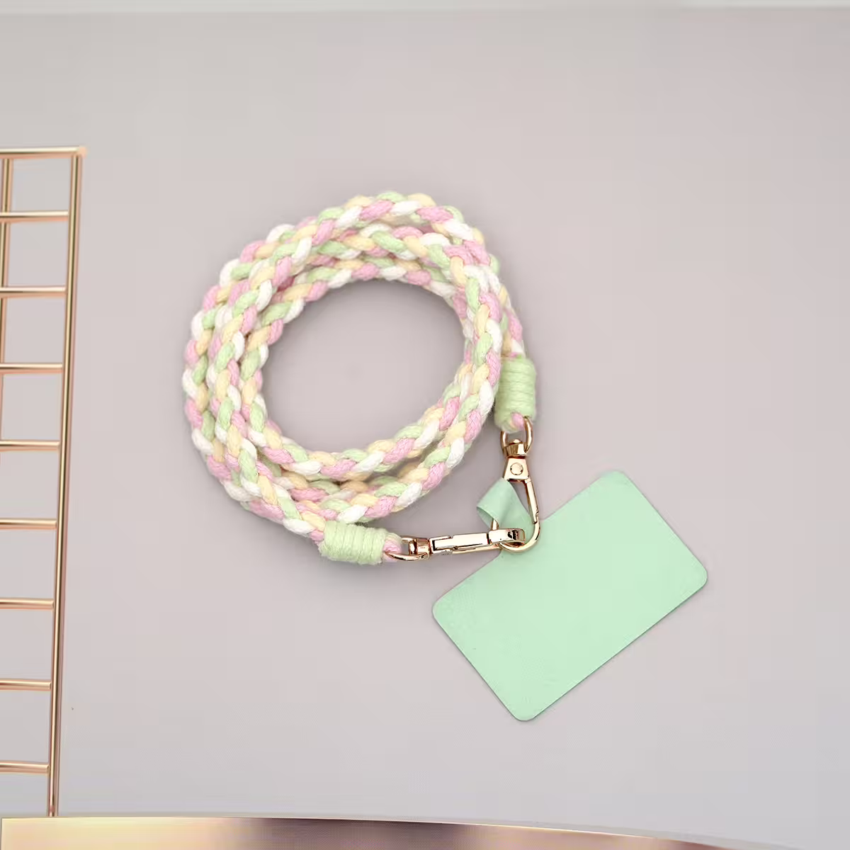 細繩四色小麻花&times;手機斜背雙勾掛繩&times;綠+黃+粉+白-第1張