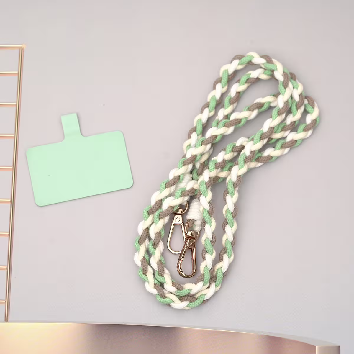 細繩四色小麻花&times;手機斜背雙勾掛繩&times;駝+綠+白+米-第2張