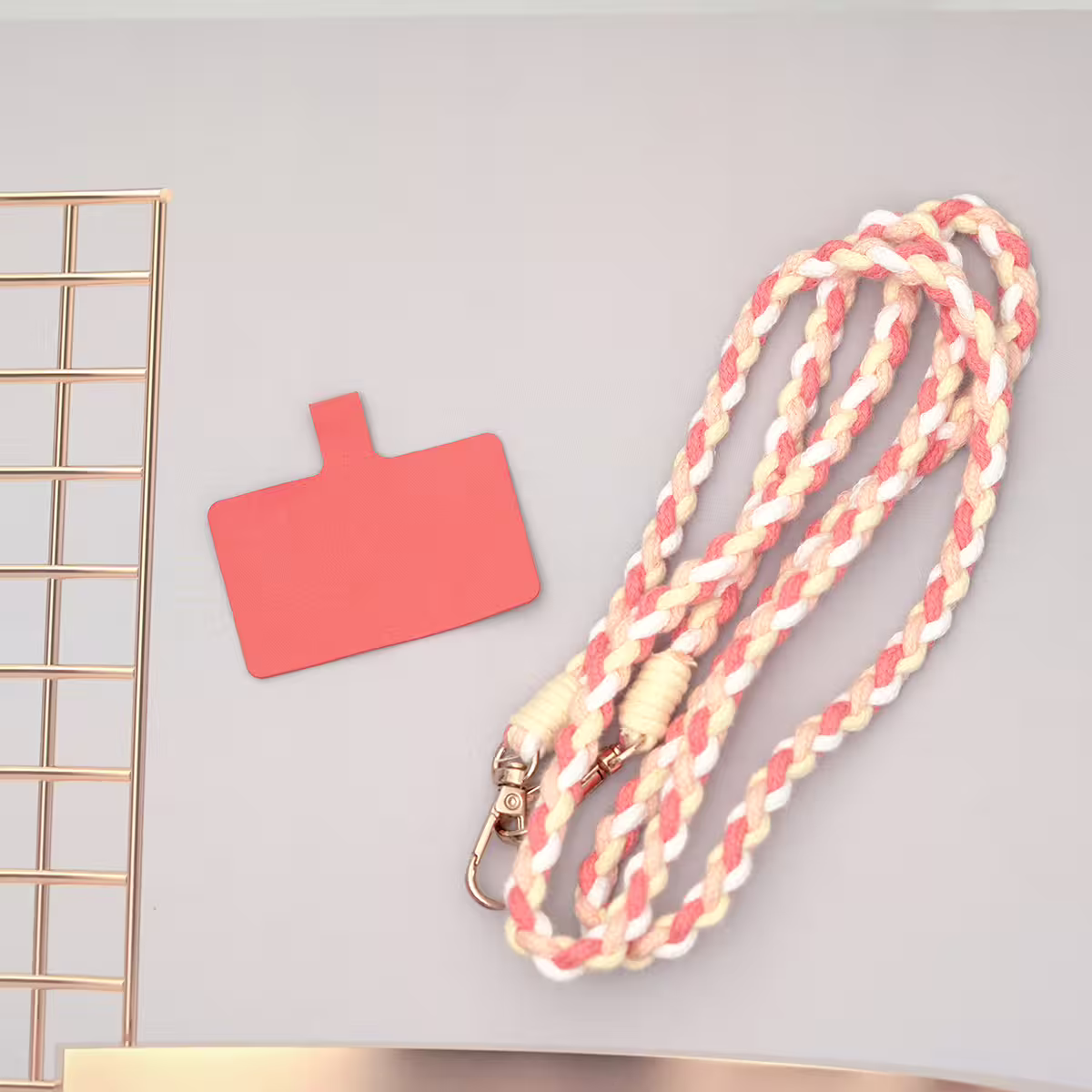 細繩四色小麻花&times;手機斜背雙勾掛繩&times;深橘+淺橘+黃+白-第2張