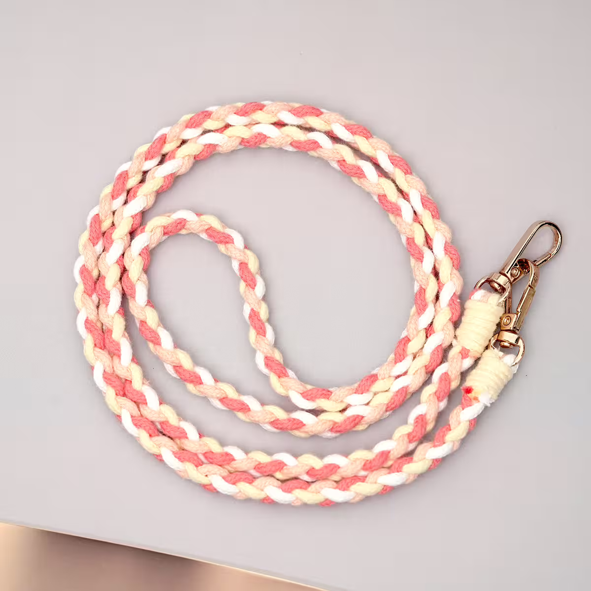 細繩四色小麻花&times;手機斜背雙勾掛繩&times;深橘+淺橘+黃+白-第3張