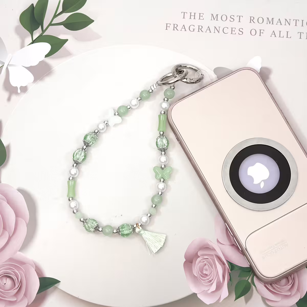 綠竹節流蘇&times;手機腕帶掛繩-第3張