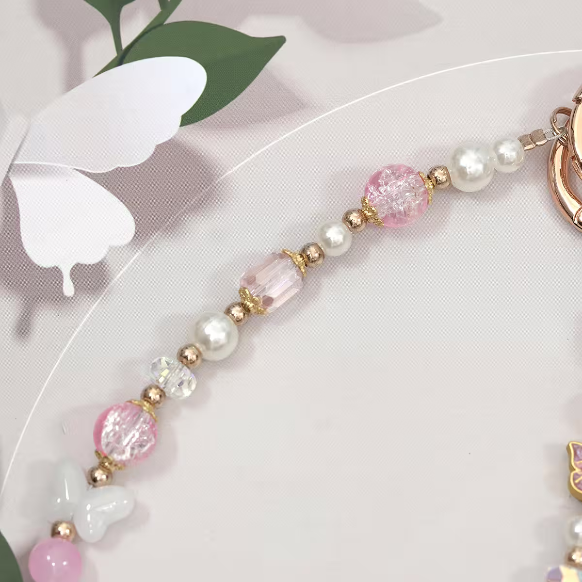 粉紅團扇蝴蝶&times;手機腕帶掛繩-第5張