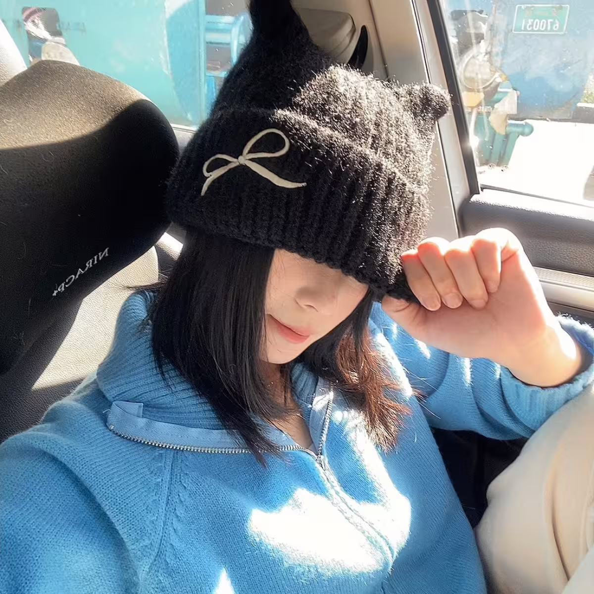 平頭俏貓耳蝴蝶結&times;毛帽&times;黑色-第7張