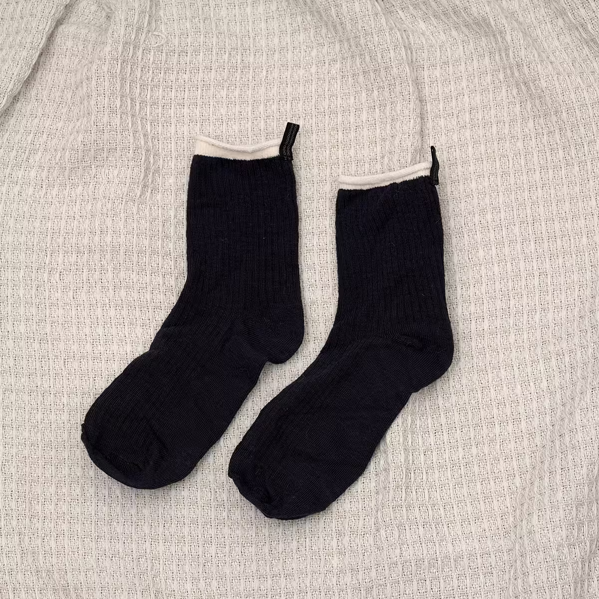 素面條紋後標牌&times;低筒襪&times;三雙套件襪子組-第4張