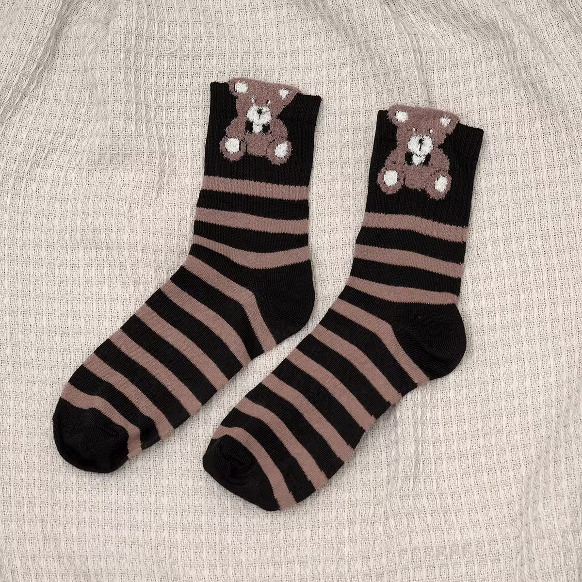 熊熊笑臉蝴蝶結愛心&times;中筒襪&times;四雙套件襪子組-第4張