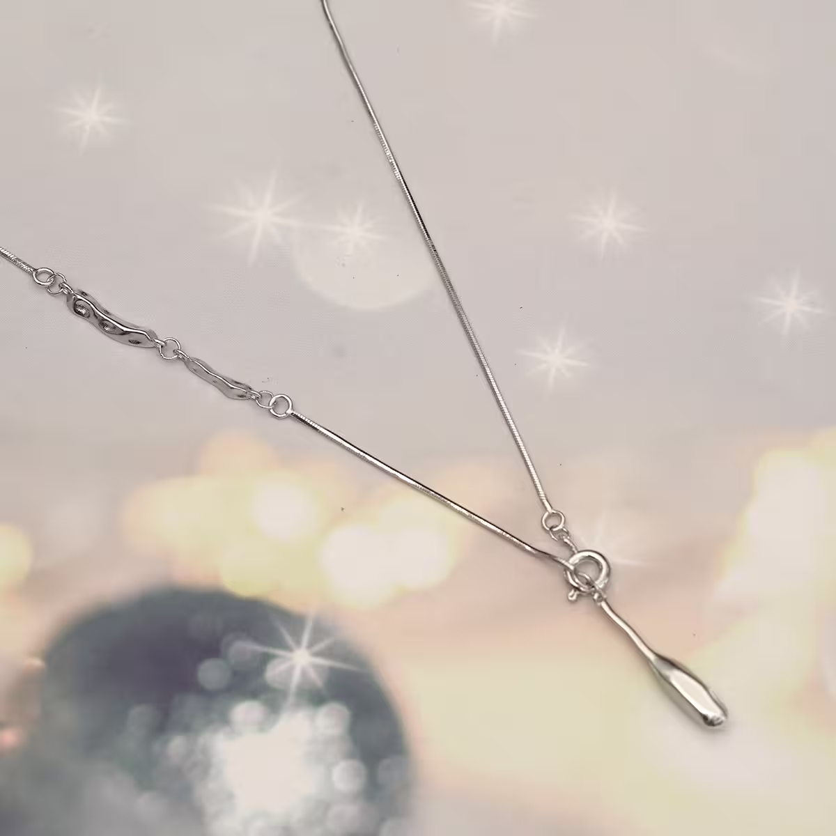 925銀飾&times;蛇骨岩熔水滴&times;鎖骨項鍊-第1張