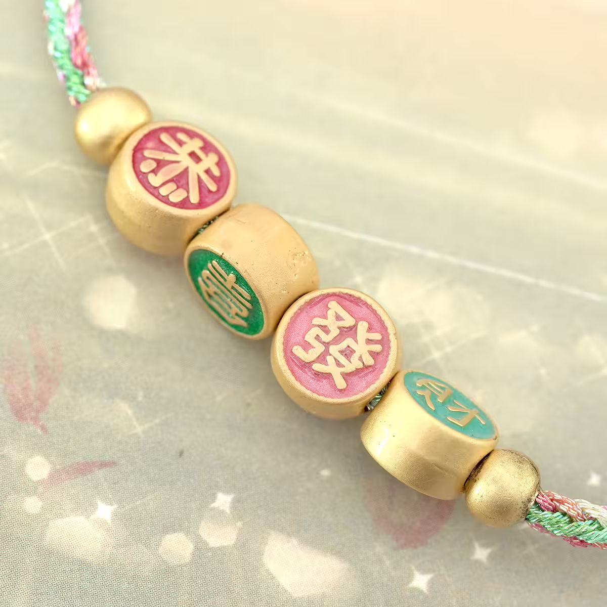 恭喜發財&times;藍色五彩繩&times;拉繩手鍊-第4張