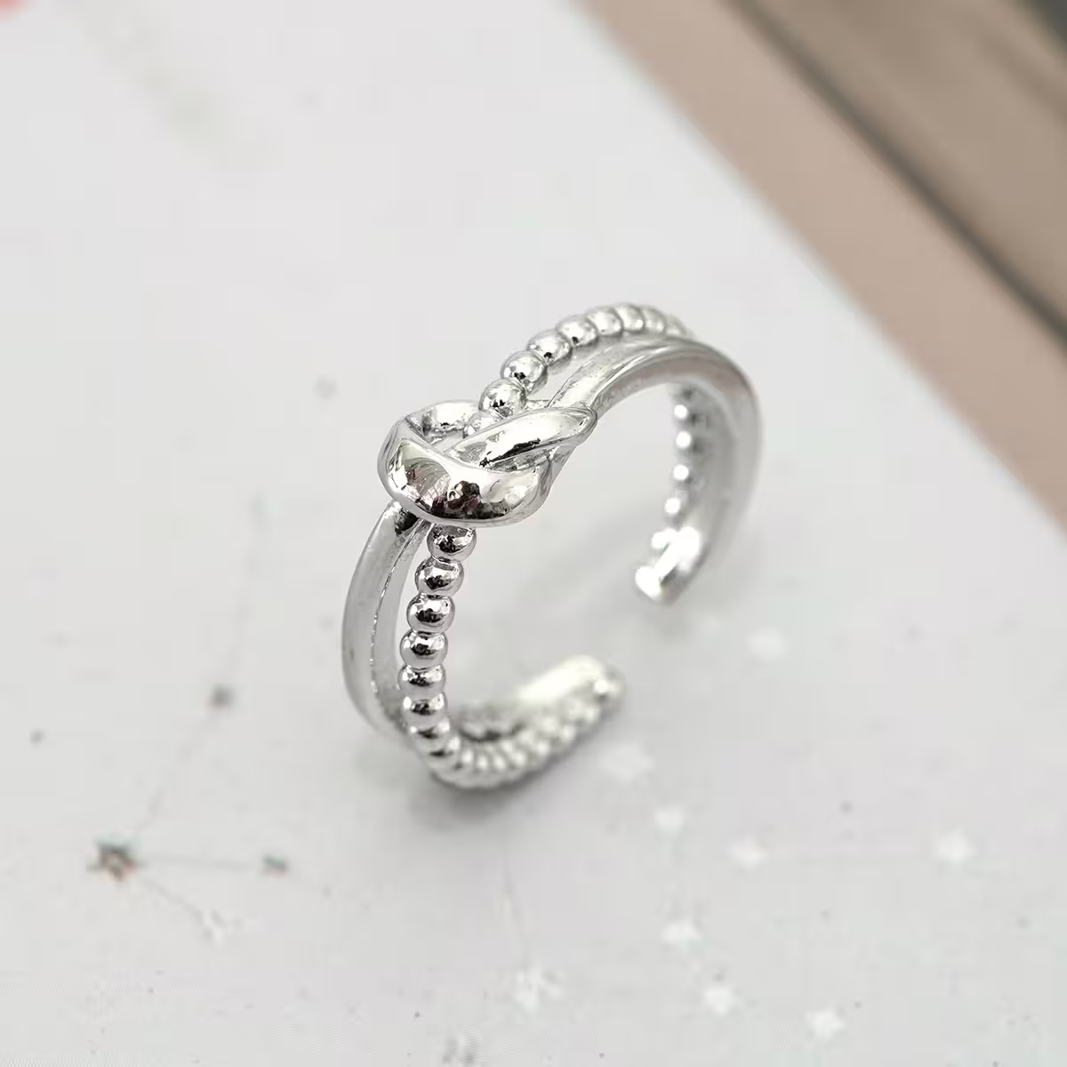 925銀飾&times;雙軌平結&times;開口戒指-第1張
