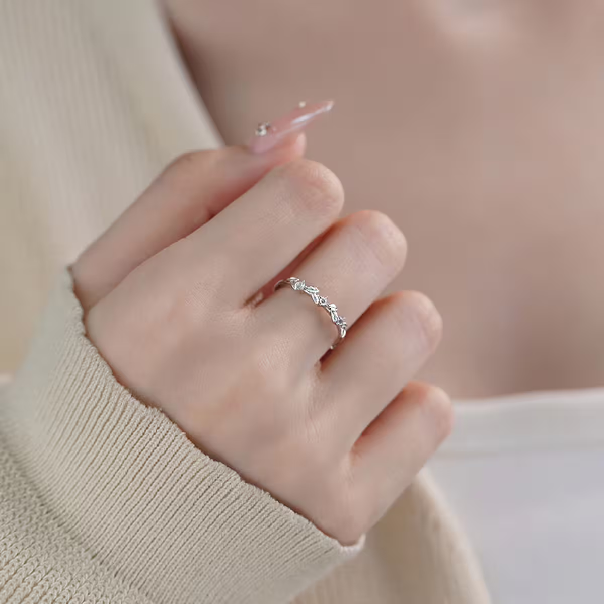 925銀飾&times;月桂枝椏&times;開口戒指-第6張