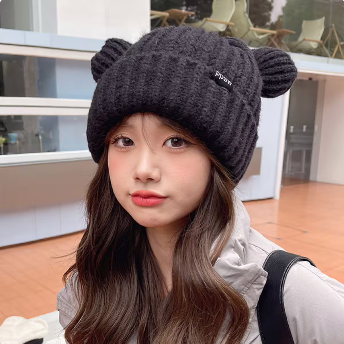 毛線小熊耳朵&times;毛帽&times;黑色-第6張