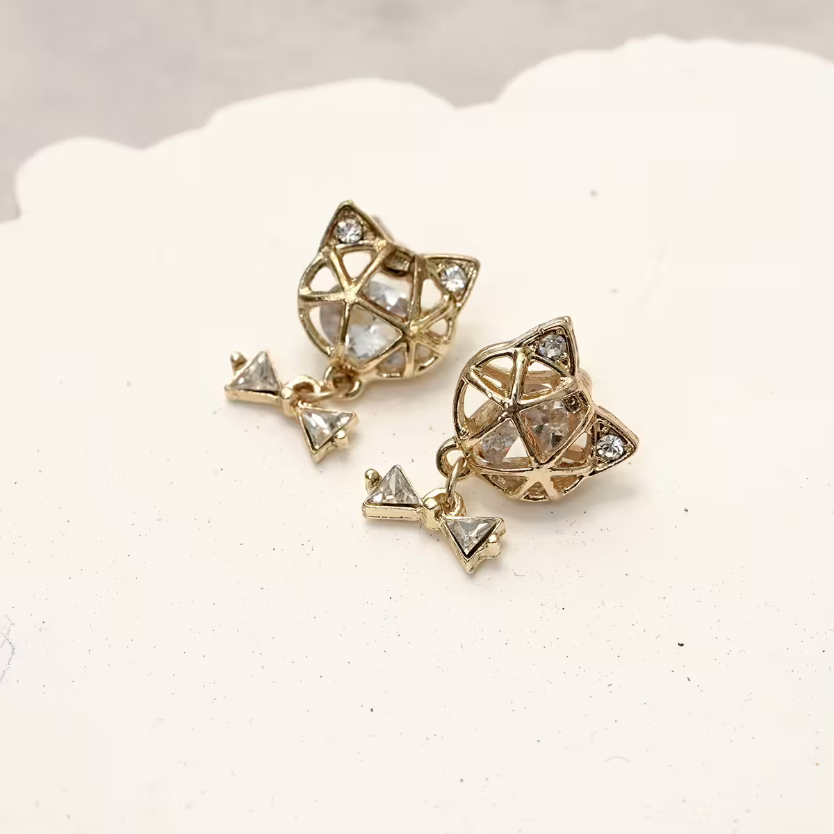 立體鏤空貓咪&times;吊墜耳環-第2張