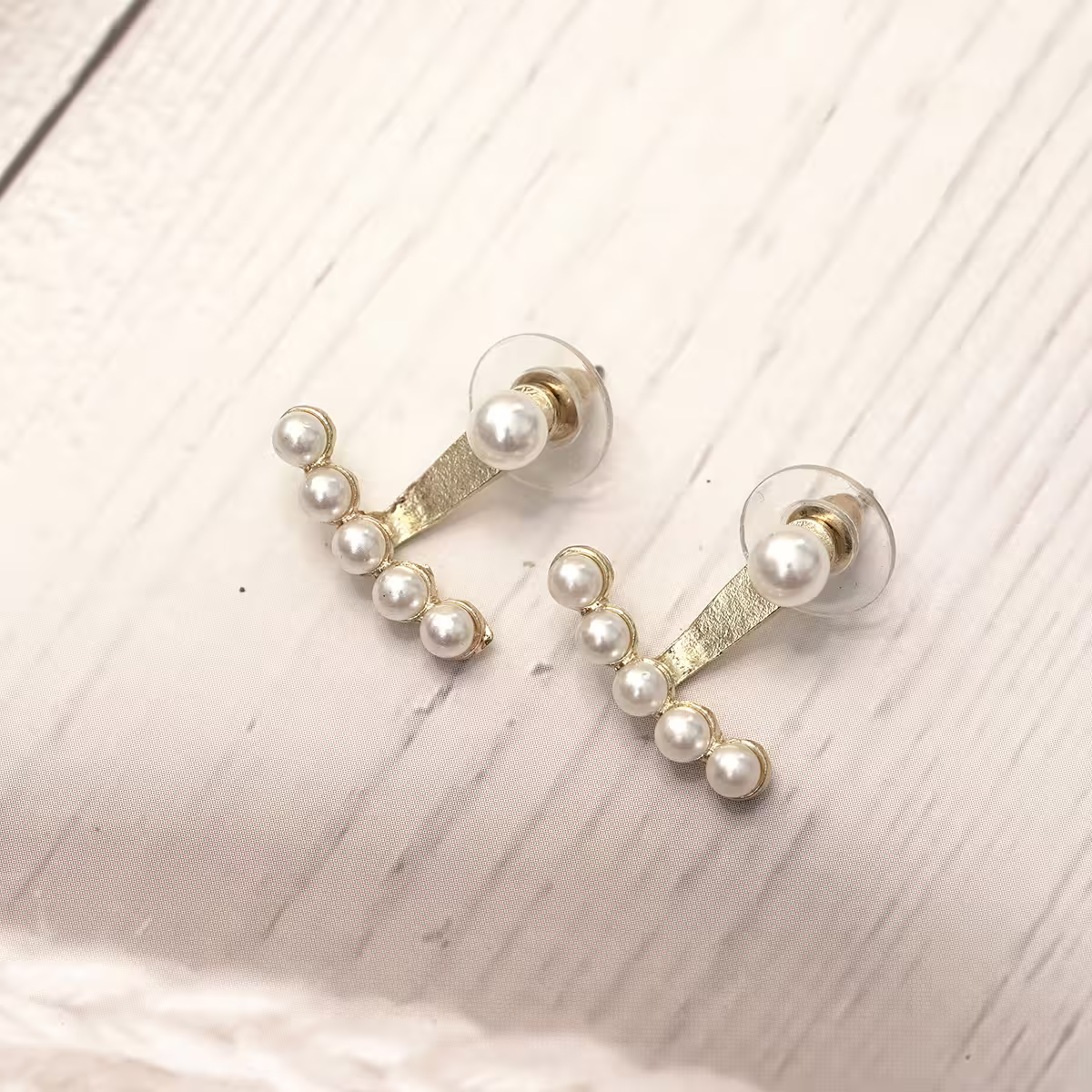 珍珠弧型&times;後掛式吊墜耳環-第5張