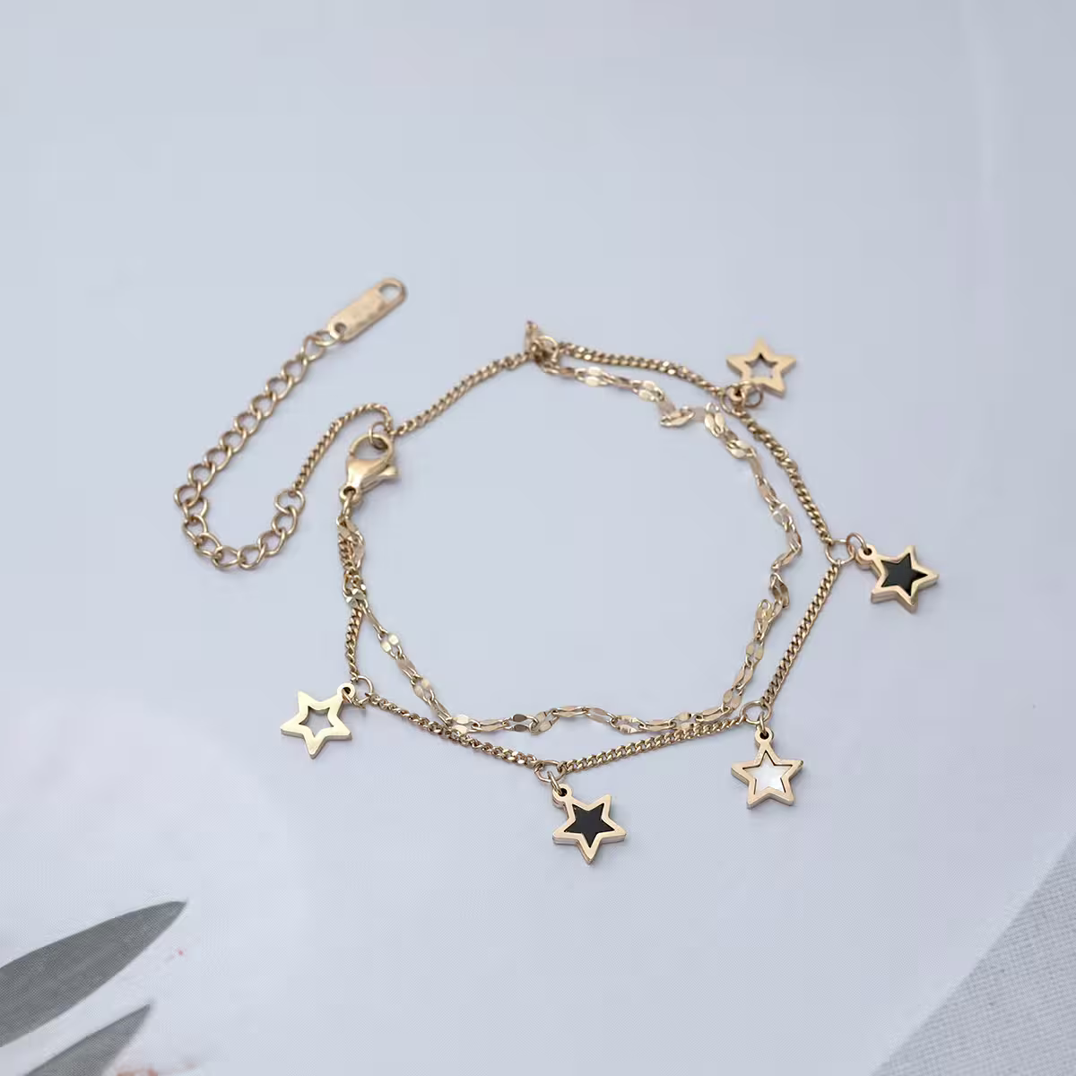 316鋼飾&times;星白星星&times;雙層腳鍊&times;金色-第2張
