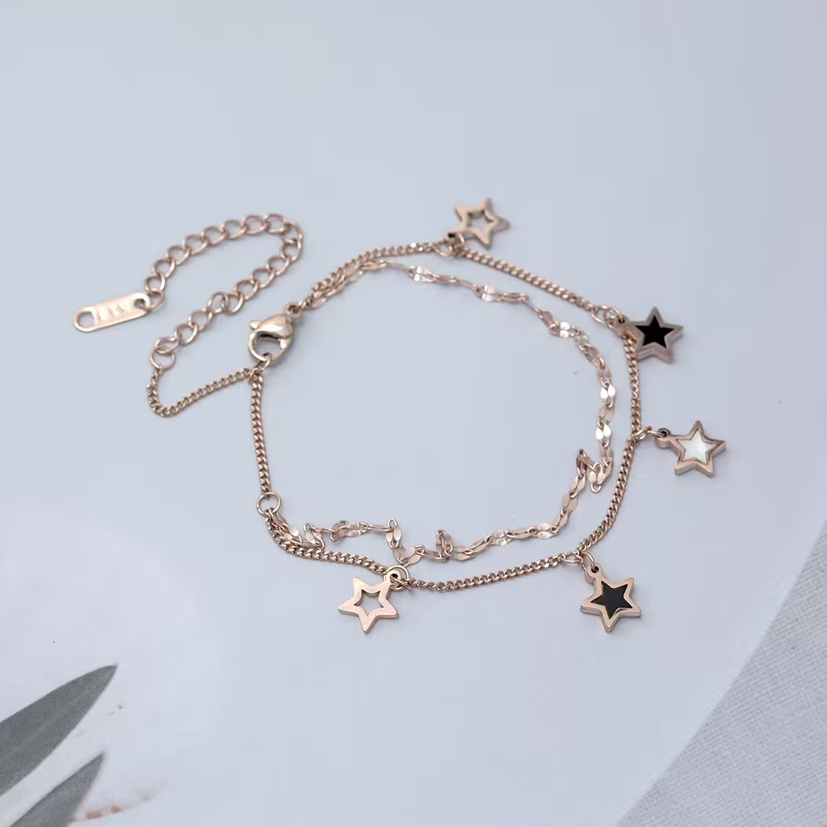316鋼飾&times;星白星星&times;雙層腳鍊&times;玫瑰金-第2張