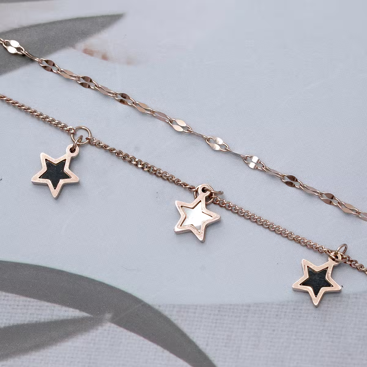 316鋼飾&times;星白星星&times;雙層腳鍊&times;玫瑰金-第4張