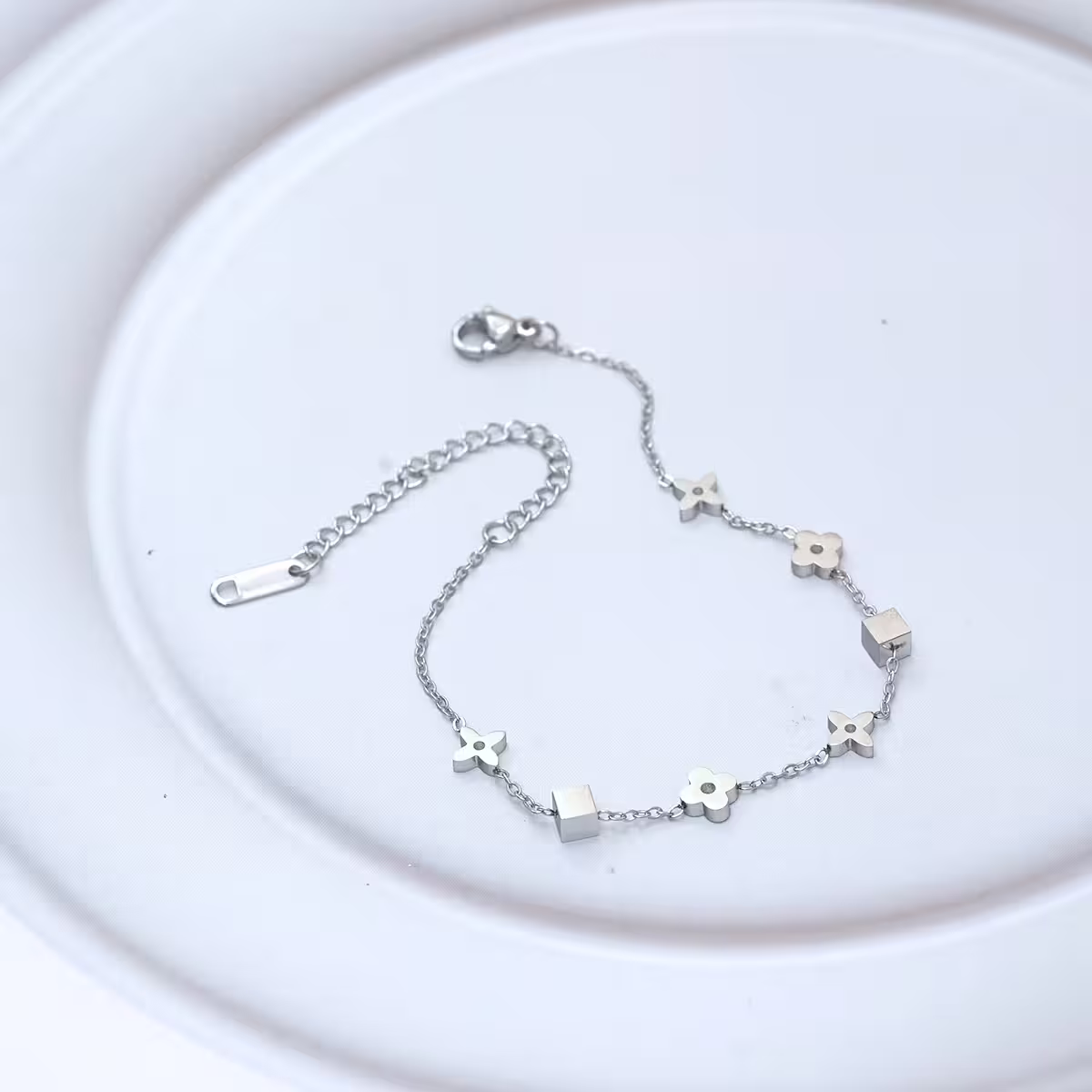 316鋼飾&times;老花方塊&times;手鍊&times;銀色-第2張