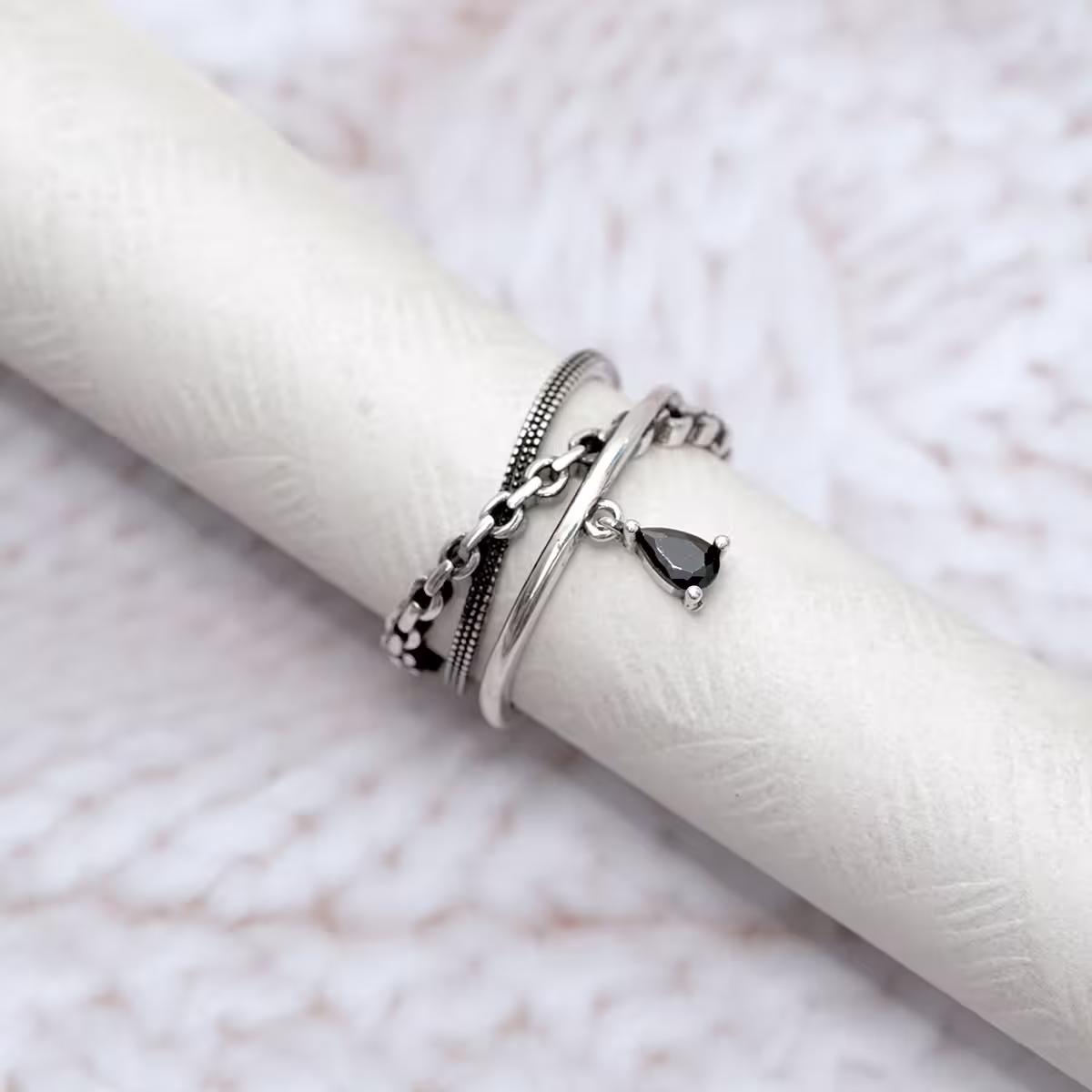 925銀飾&times;多層黑眼淚&times;開口戒指-第5張