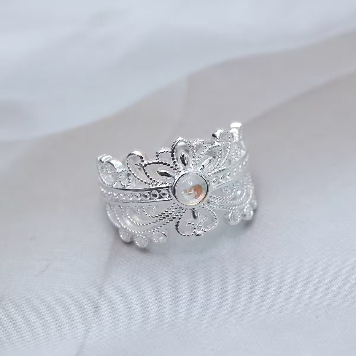 925銀飾&times;宮廷風鏤空蕾絲&times;開口戒指-第4張