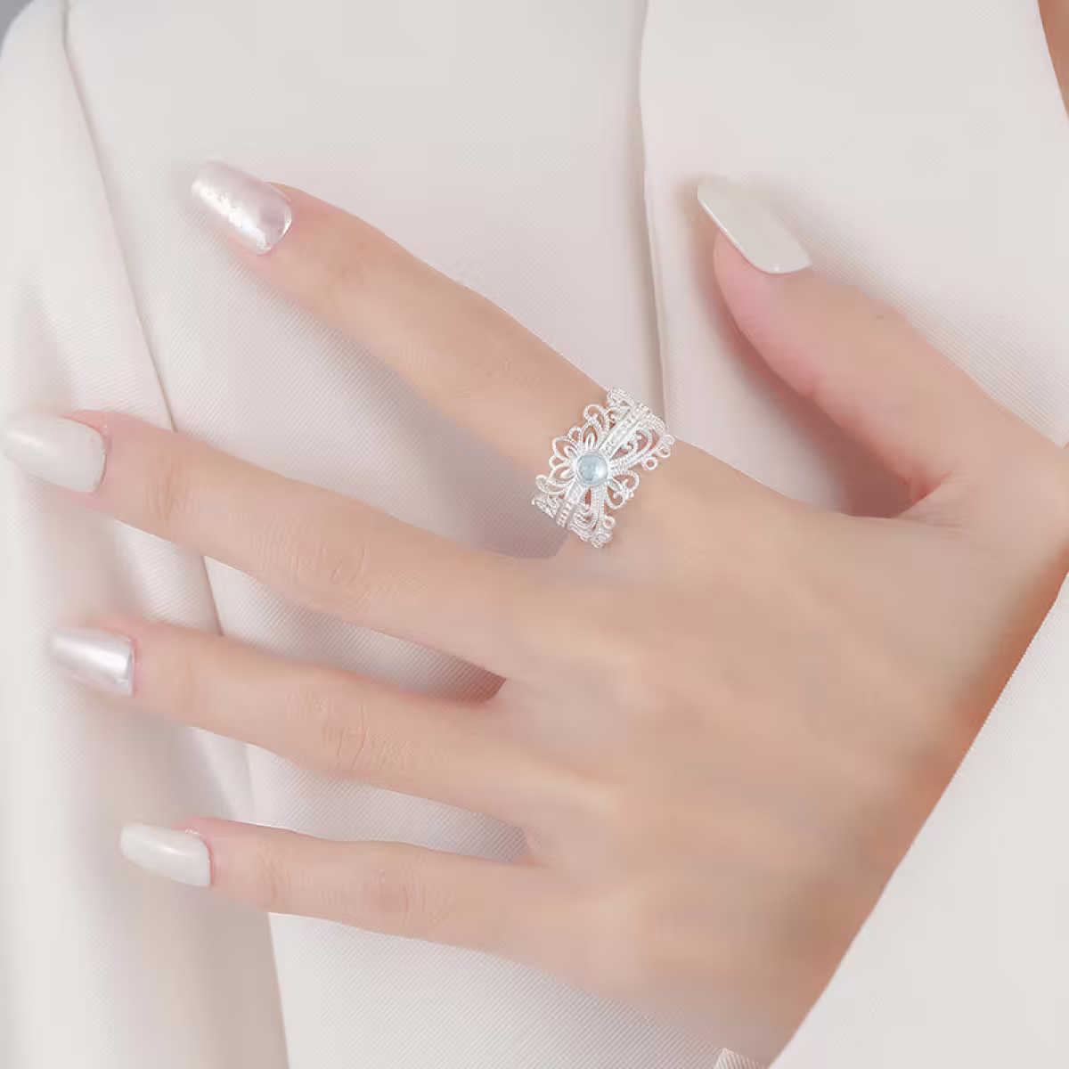 925銀飾&times;宮廷風鏤空蕾絲&times;開口戒指-第5張