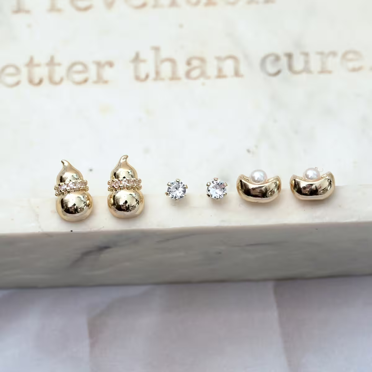 葫蘆元寶晶鑽&times;三套件耳環組-第5張