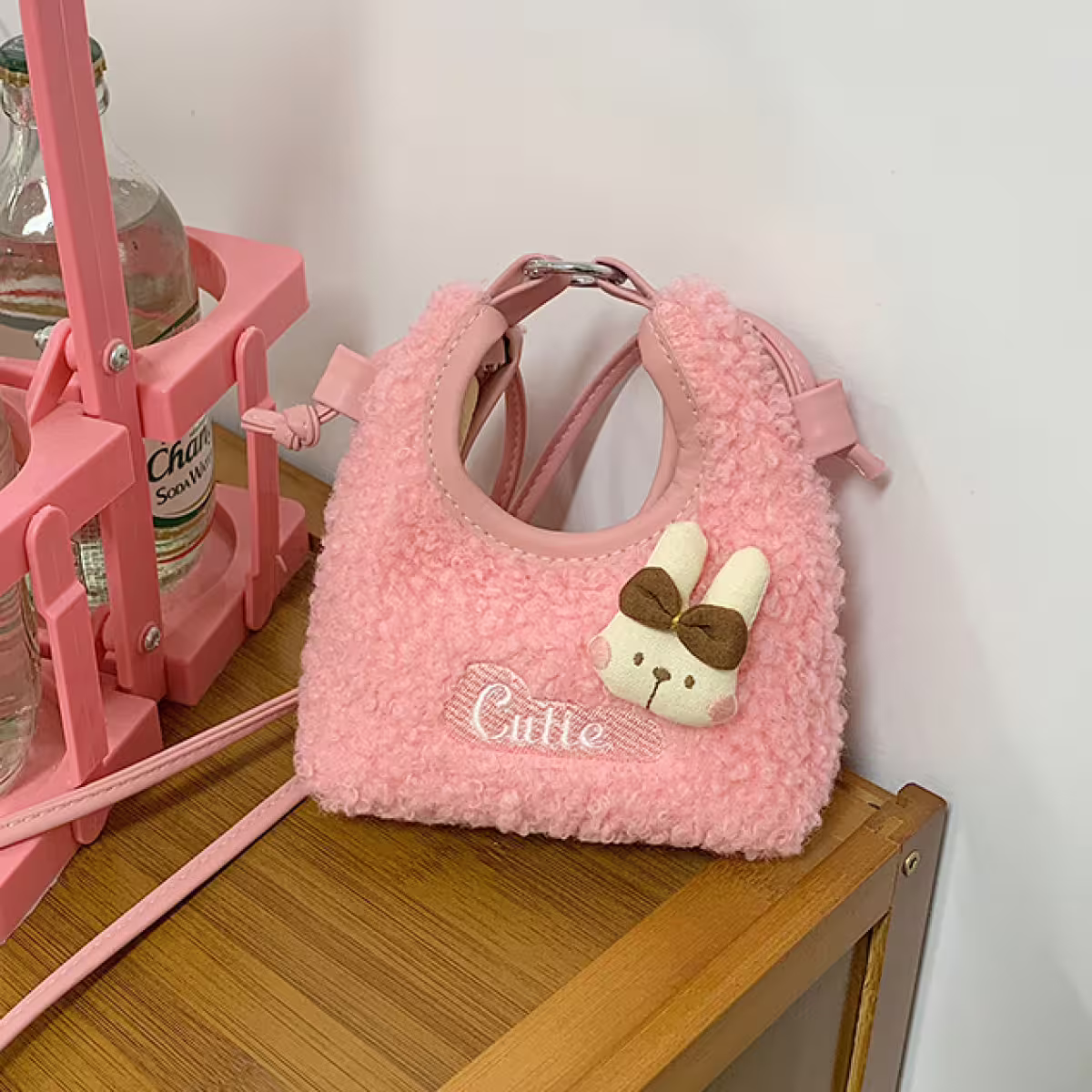 Cutie小兔羊羔捲毛&times;斜背包&times;粉紅-第2張