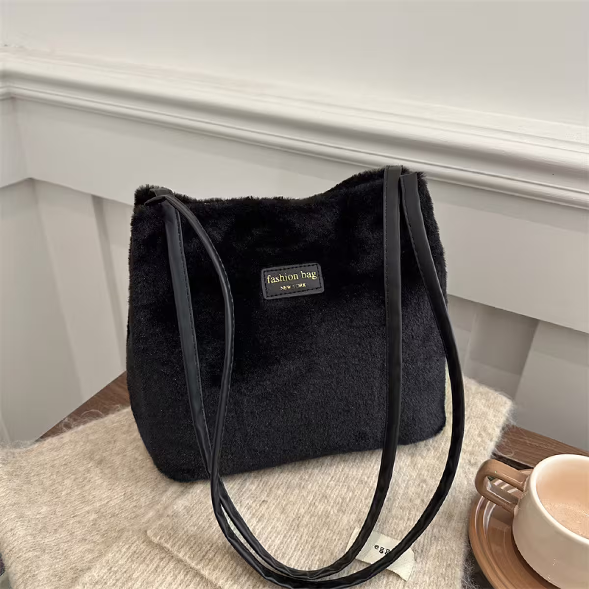 絨毛長方包&times;肩背包&times;黑色-第2張