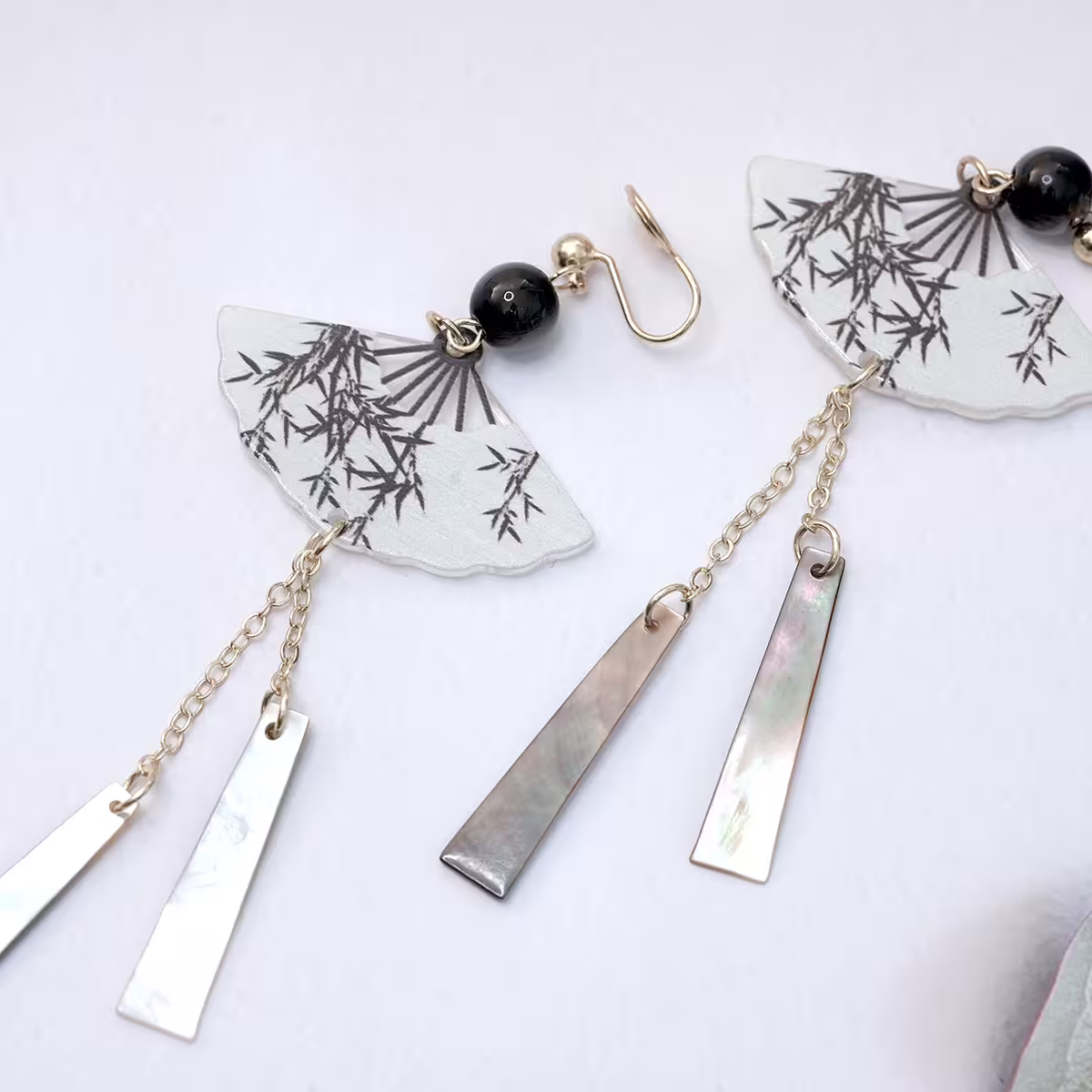 竹影古扇&times;蚊香盤U型耳夾-第3張