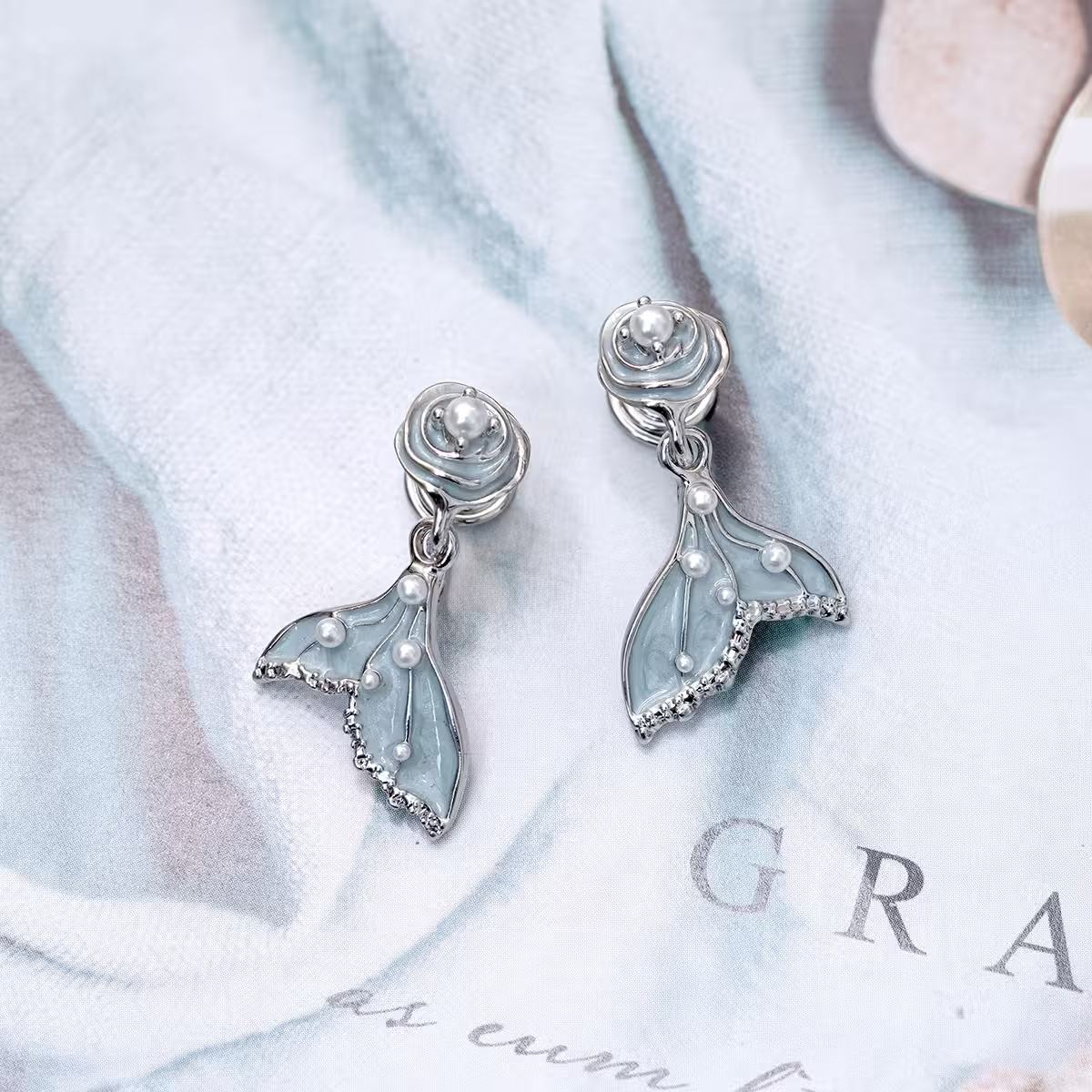 玫瑰人魚&times;蚊香盤U型耳夾-第1張