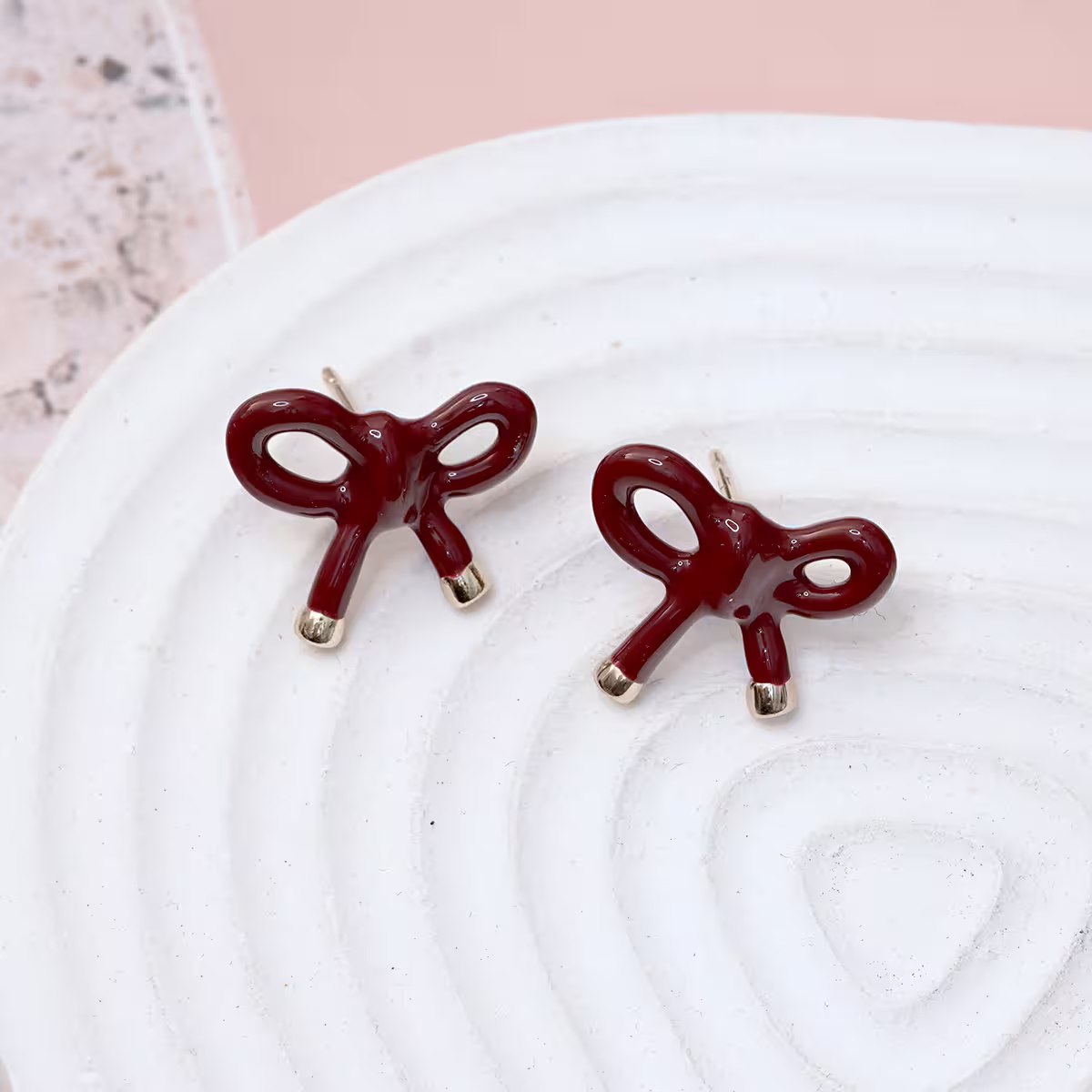 紅色蝴蝶綁結&times;吊墜耳環-第1張