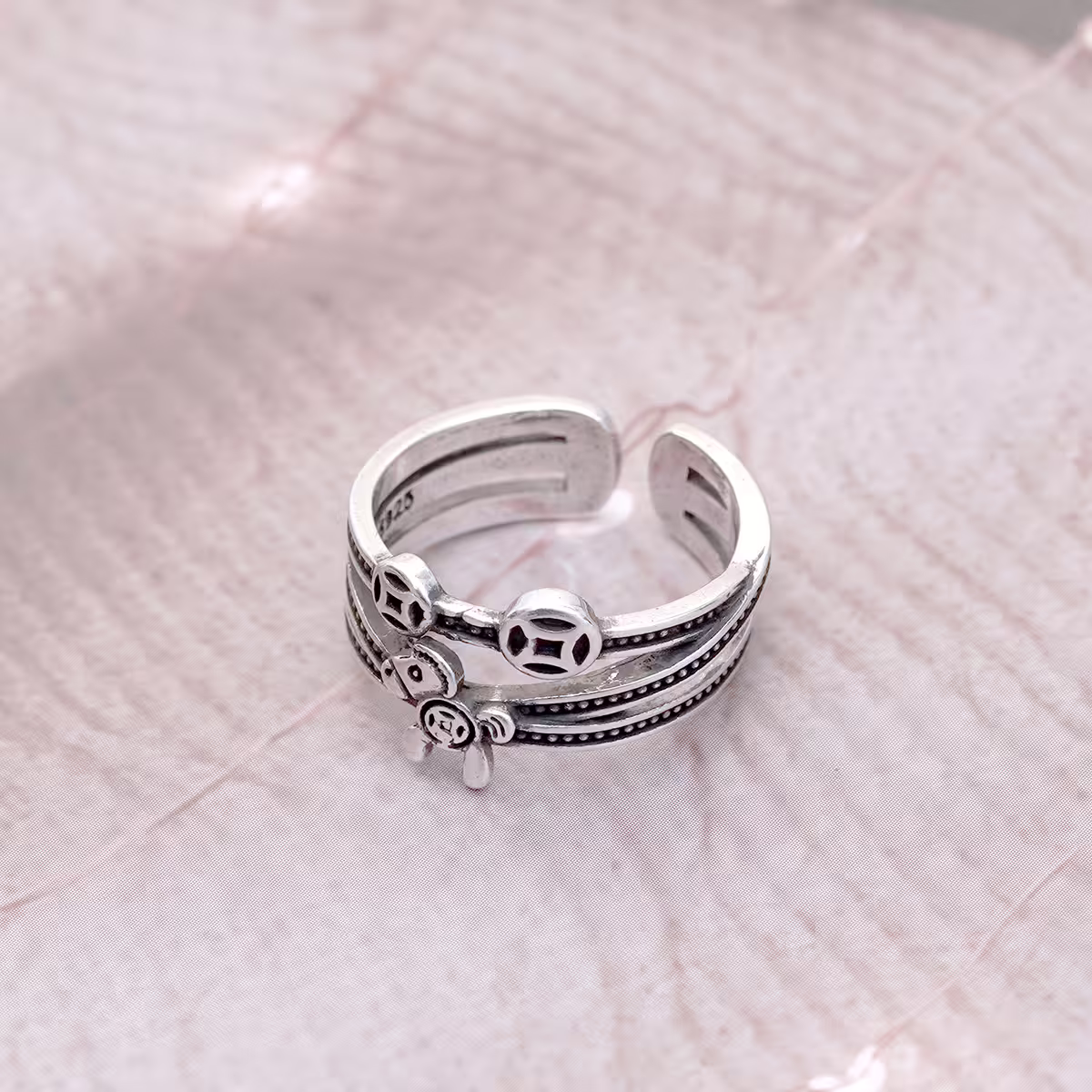 925銀飾&times;馬上有錢&times;開口戒指-第3張