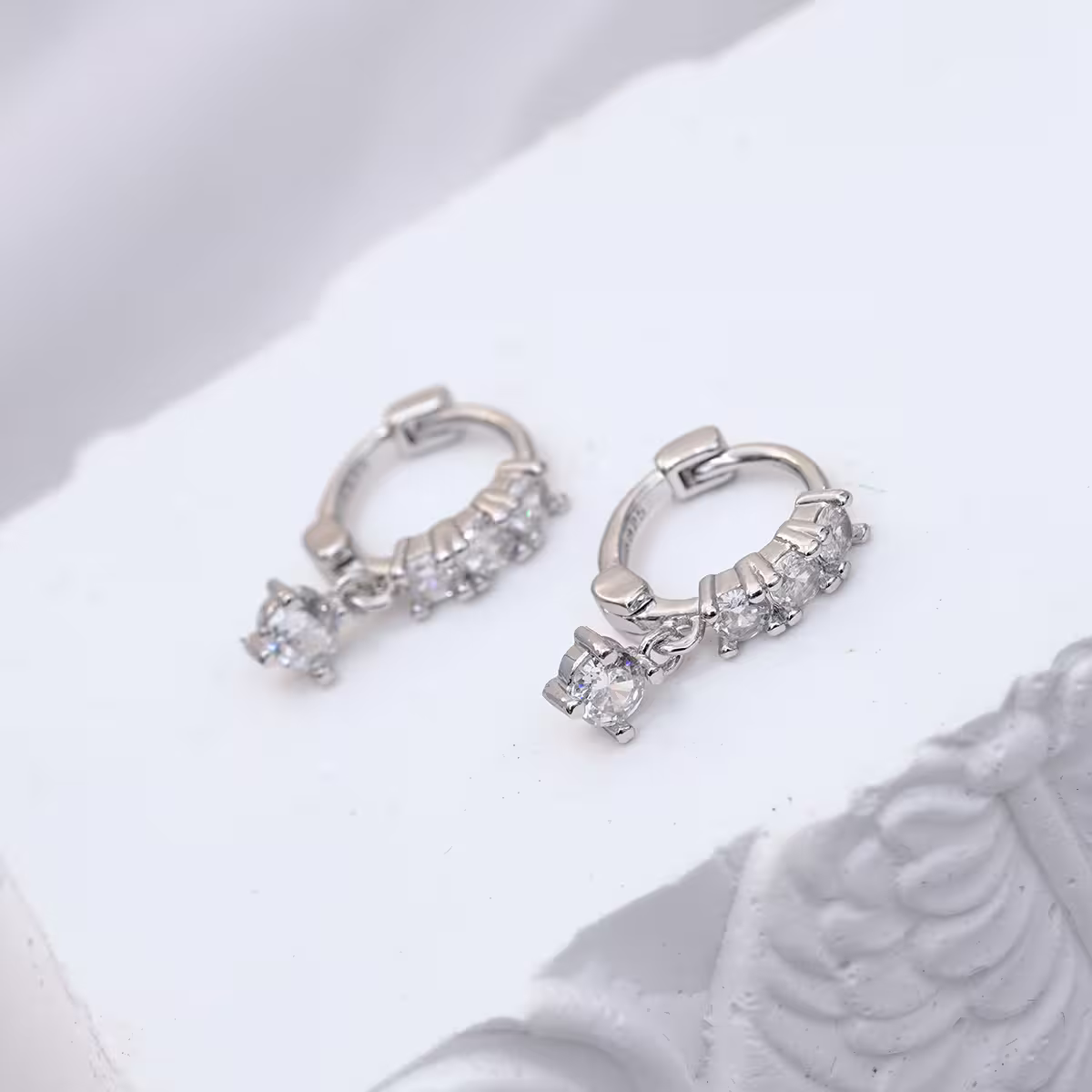 925銀針&times;單排鋯石垂鑽&times;耳扣-第4張