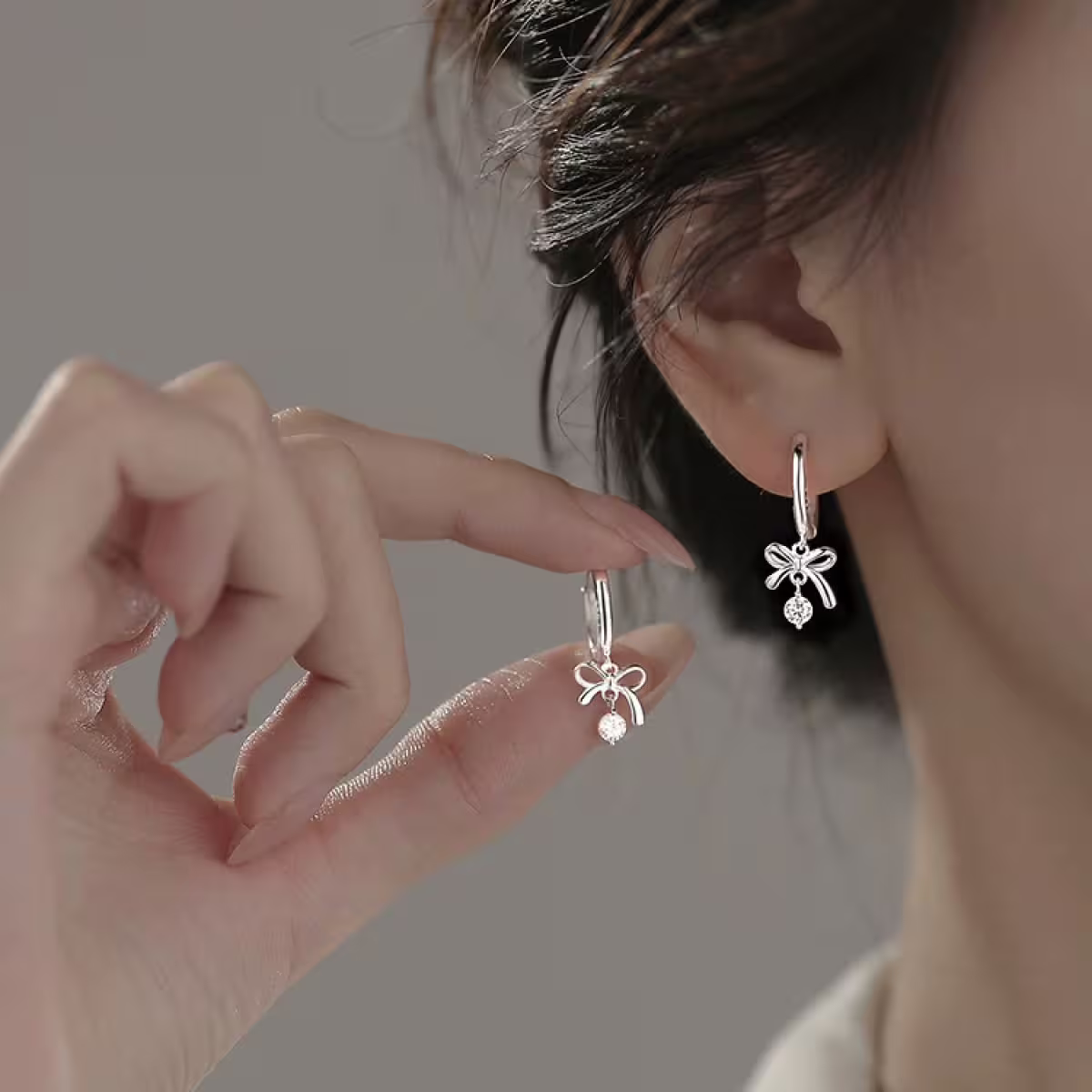 925銀針&times;蝴蝶結垂鑽&times;耳扣-第6張