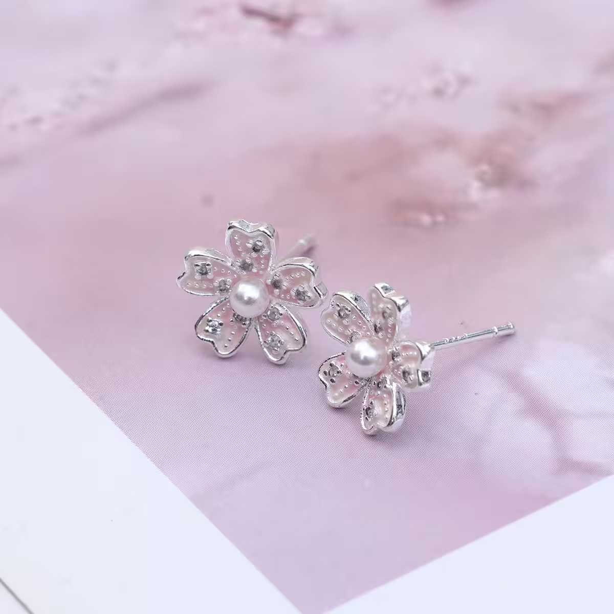 925銀針&times;清新粉櫻&times;耳環-第2張