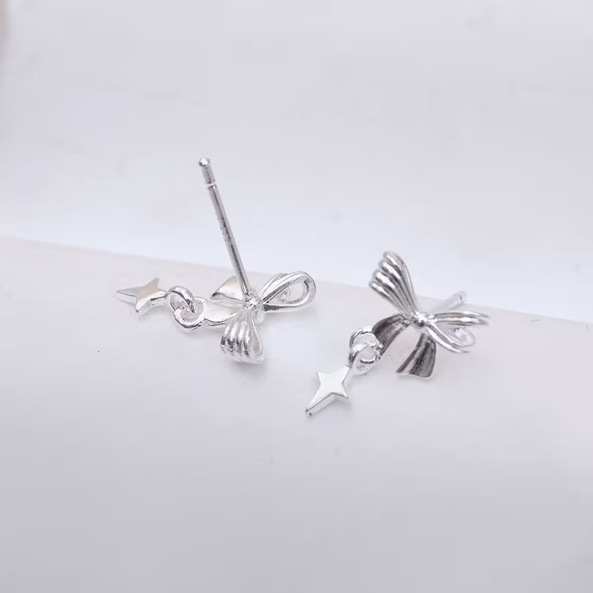 925銀針&times;蝴蝶結閃光芒&times;耳環-第3張